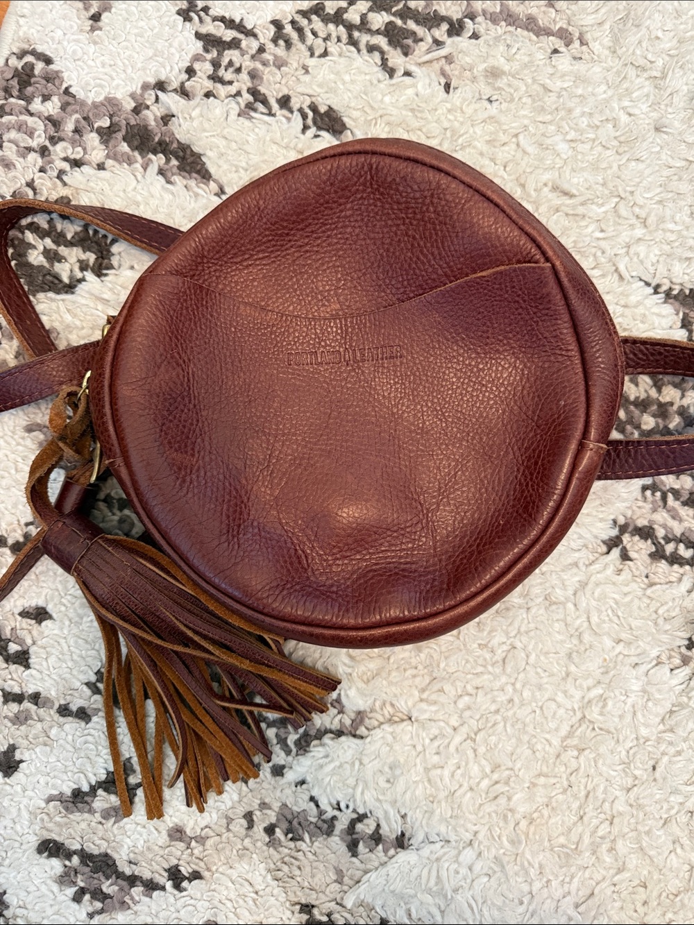 Portland Leather Large circle Bag with Tassel